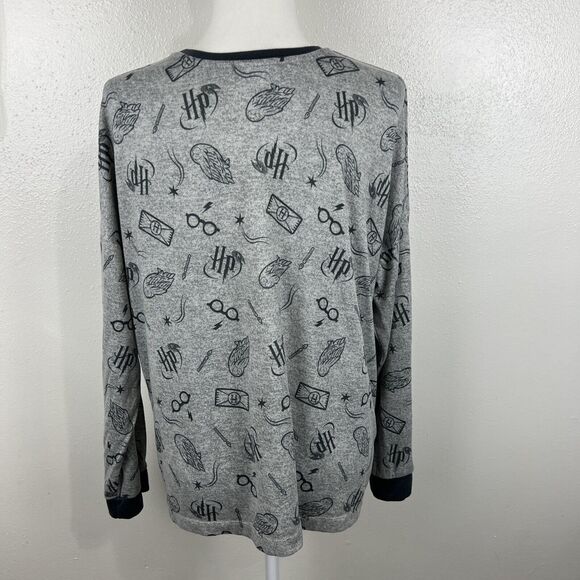 Wizarding World of Harry Potter Sweater Women Large Grey Blue AOP Pullover Sleep - Picture 4 of 12